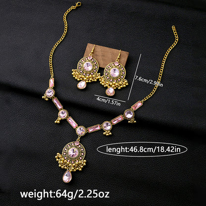 Luxury Geometric Round Earrings Square Necklace