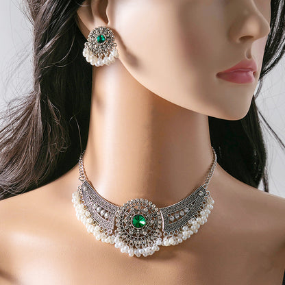 Adiffu Ethnic Flower Pendant Jewelry Set