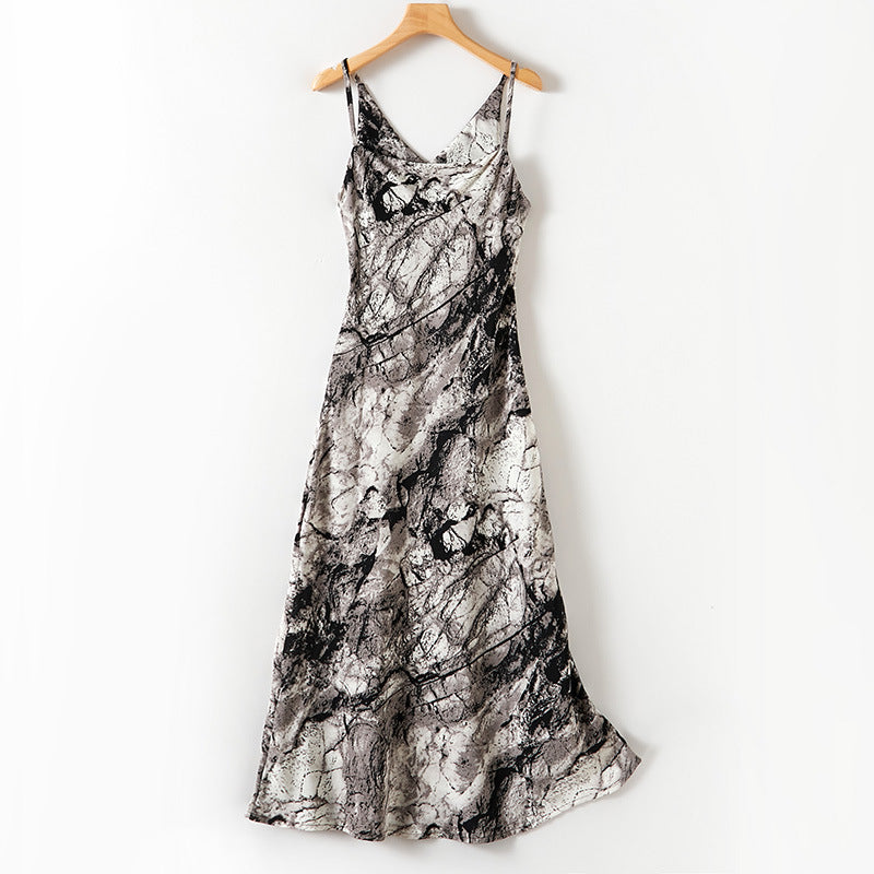 Adiffu Art Ink Style Print Halter Dress