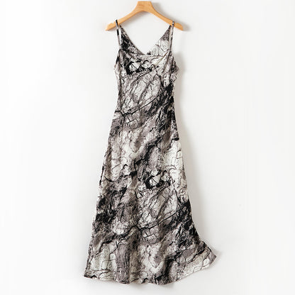 Adiffu Art Ink Style Print Halter Dress
