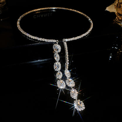 Unique Zircon Fringe Necklace
