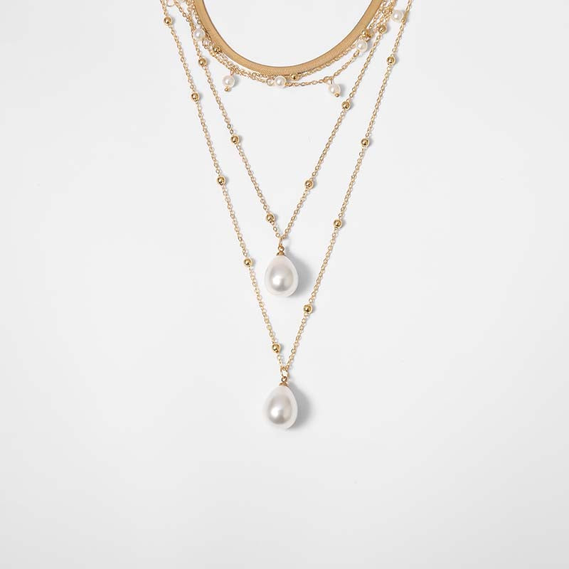 Adiffu Drop Pearl Pendant Necklace