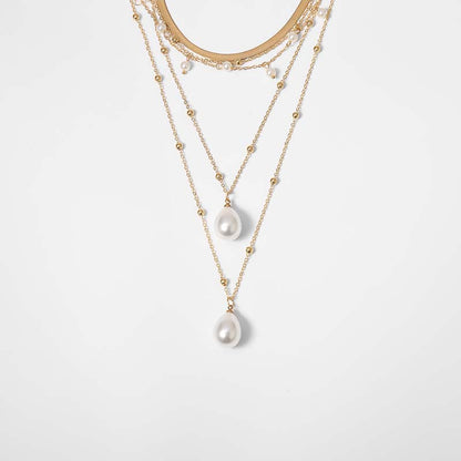Adiffu Drop Pearl Pendant Necklace