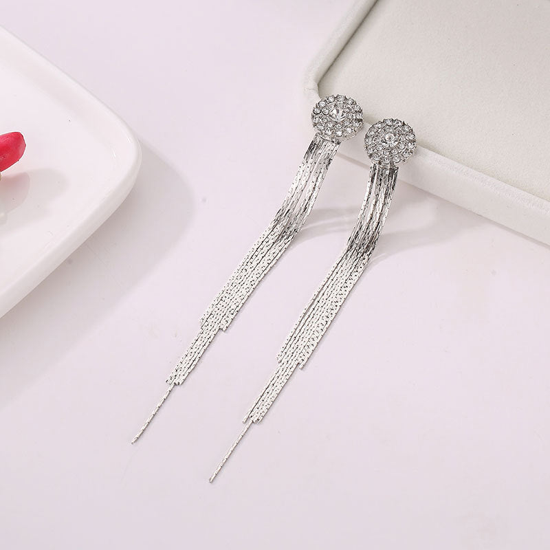 Fashion Crystal Claw Chain Diamond Sunflower Earrings