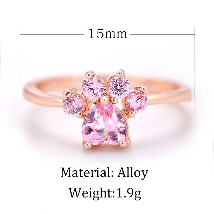 Adiffu Cute Cat Paw Cat Footprint Opening Adjustable Ring