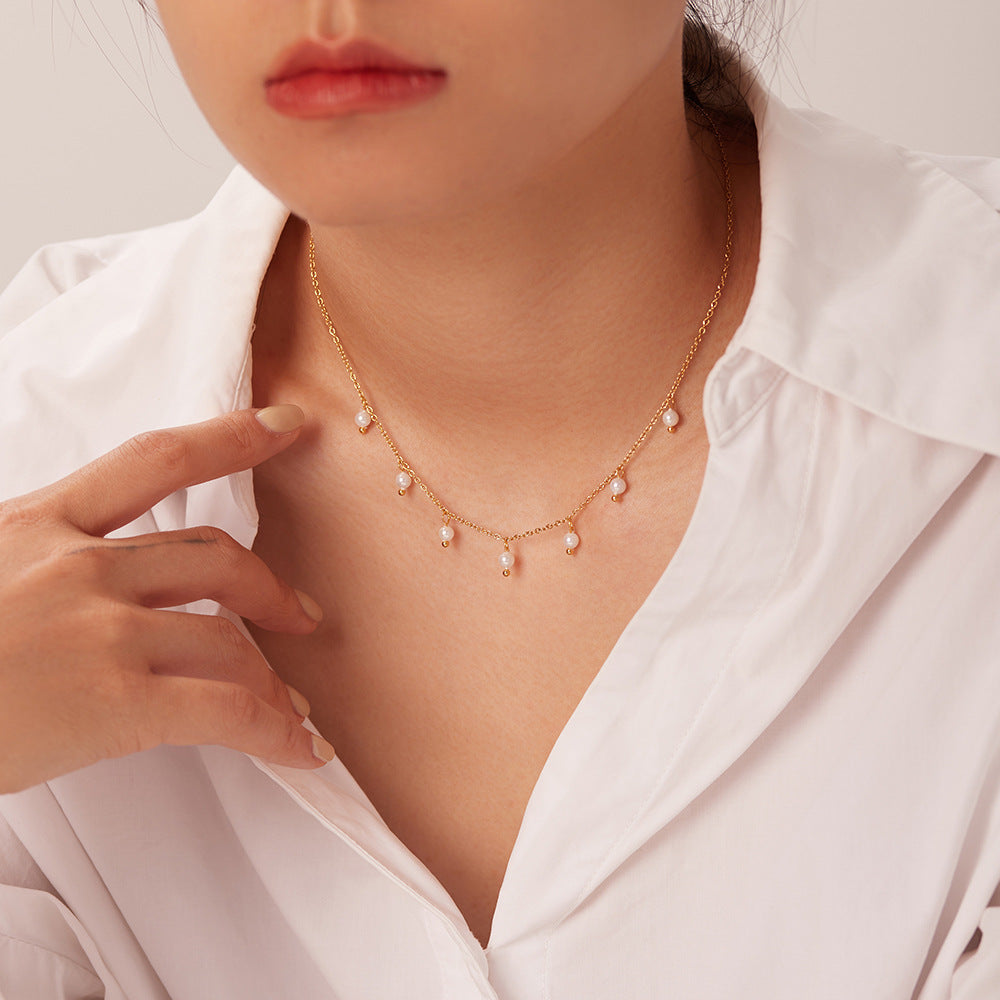 Adiffu French Elegant Pearl Necklace For Women