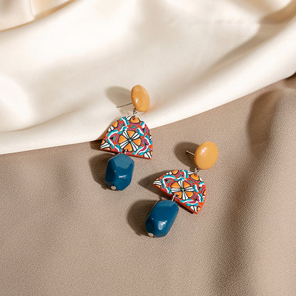 Adiffu Retro Irregular Geometric Long Earrings