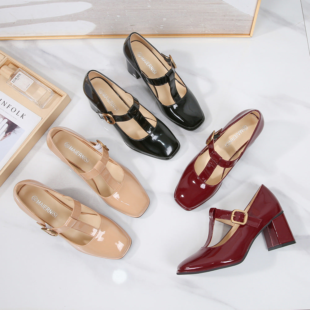 Adiffu T-shaped Vintage French Mary Jane shoes