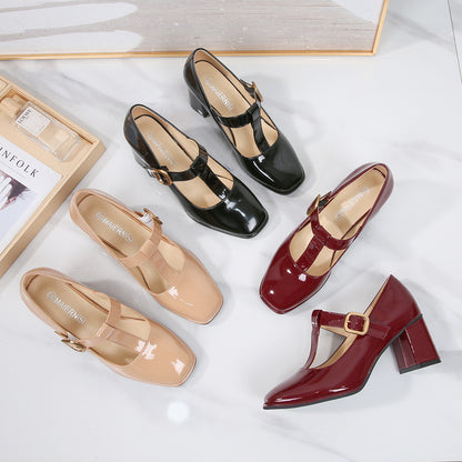 Adiffu T-shaped Vintage French Mary Jane shoes