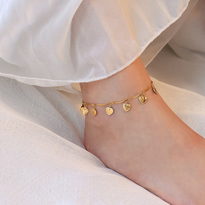 Adiffu French Style Heart Fringe Anklet