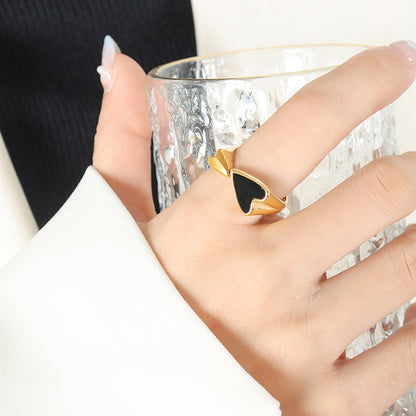 Adiffu Small And Large Heart-shaped Couple Ring