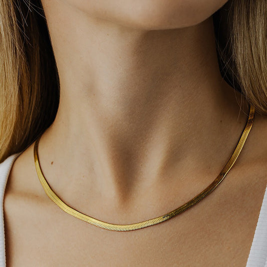 Adiffu Snake Bone Chain Gold Necklace