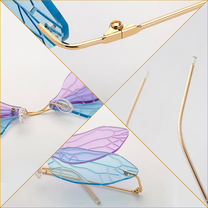 Adiffu Frameless Gradient Color Dragonfly Sunglasses For women