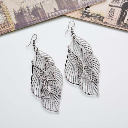 Stylish Multi-layer Hollow Leaf Earrings
