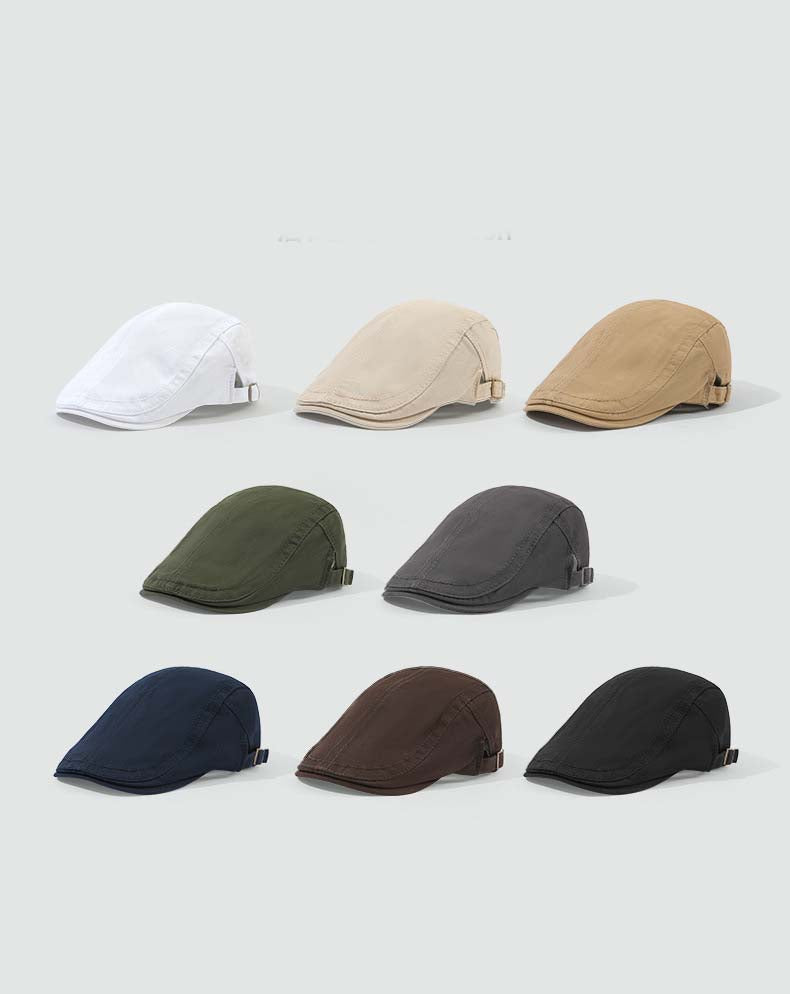 Adiffu Simple Casual Retro British Solid Cotton Short Brimmed Front Hat Fashion All Shade Breathable Reverse Wear Beret