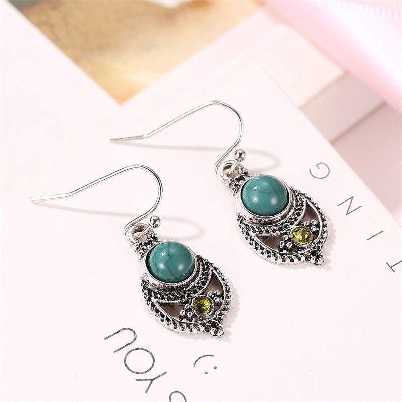 Adiffu Bohemian Palace Vintage Cutout Flower Earhook Earrings