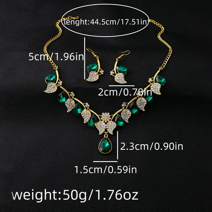 Adiffu Ethnic Style Rhinestone Clavicle Chain Pendant Jewelry Set