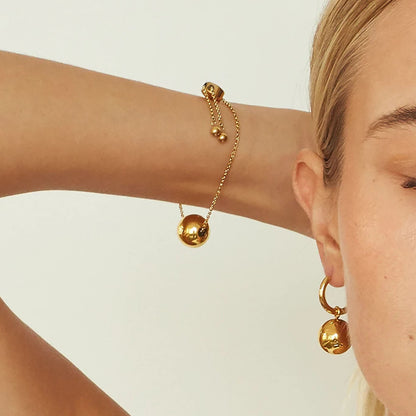 Adiffu Golden Ball Pendant Earrings