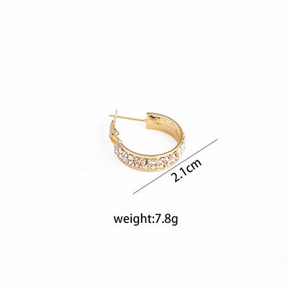 High-end C-shaped Full Diamond Earrings
