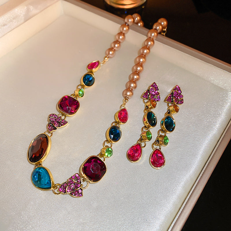 Adiffu Baroque Colored Gemstone Jewelry Set