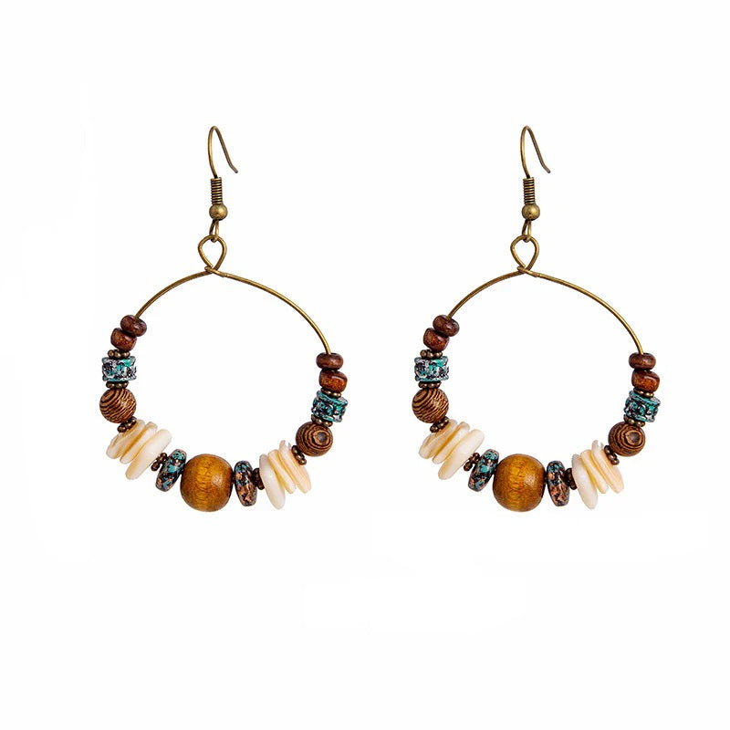Antique Bronze Boho Beaded Tassel Earrings