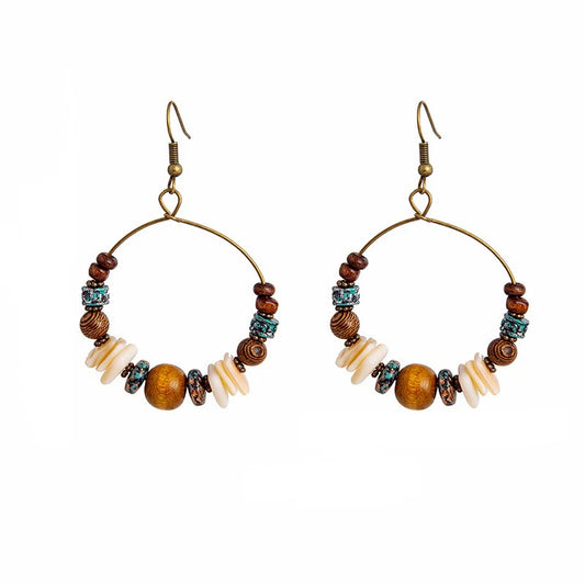 Adiffu European and American Fashion Bohemian Style Handmade Bead Earrings