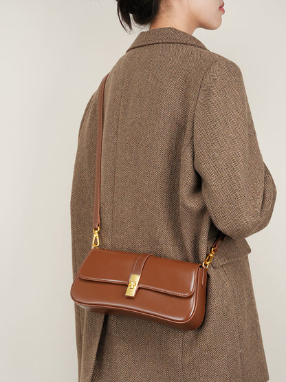 Adiffu High Quality Cowhide Baguette Underarm Bag Shoulder Crossbody Bag