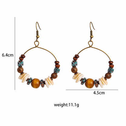 Adiffu European and American Fashion Bohemian Style Handmade Bead Earrings