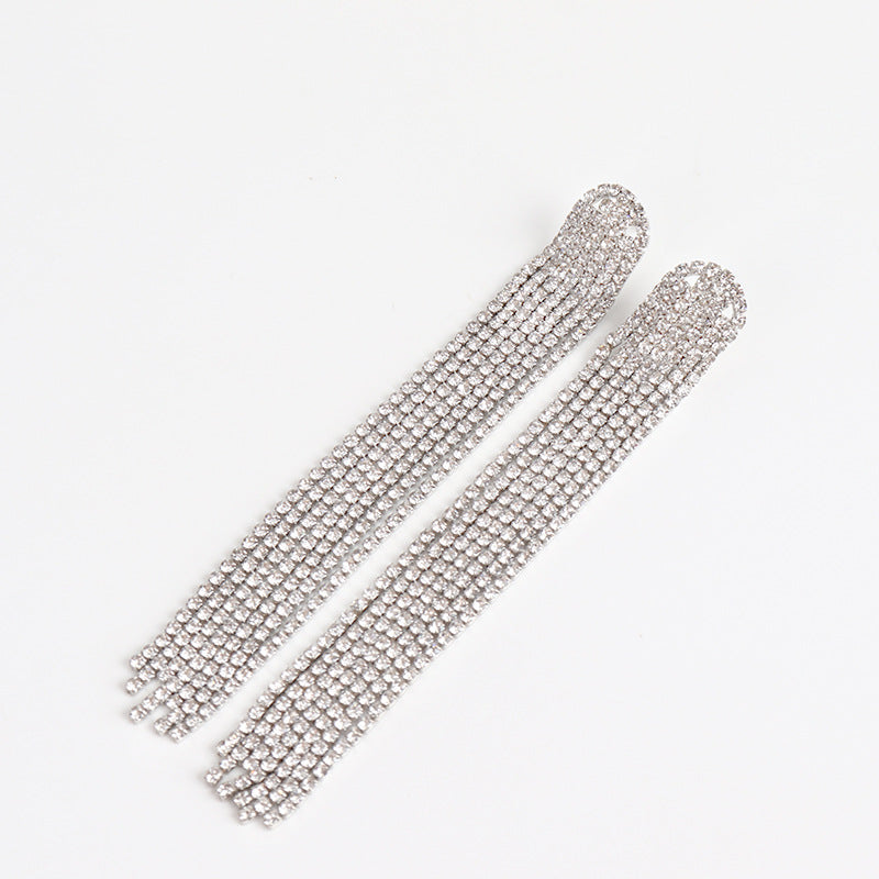 Full Of Diamond Tassel Earrings