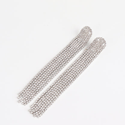Full Of Diamond Tassel Earrings