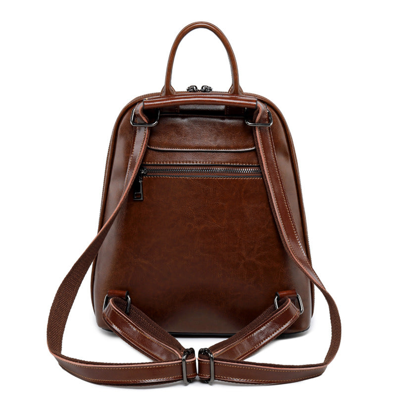 Adiffu Stylish Retro Genuine Leather Backpack Women's School Bag