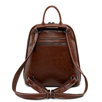 Adiffu Stylish Retro Genuine Leather Backpack Women's School Bag