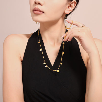 Geometric circle piece fringe pendant necklace