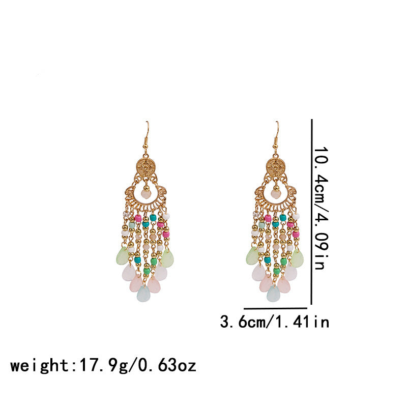 Adiffu European and American Bohemian Rice Bead Earrings