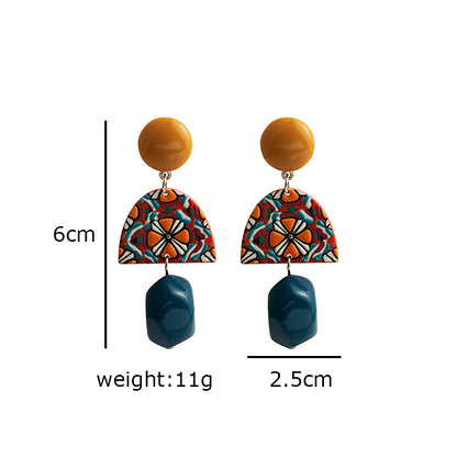 Adiffu Retro Irregular Geometric Long Earrings
