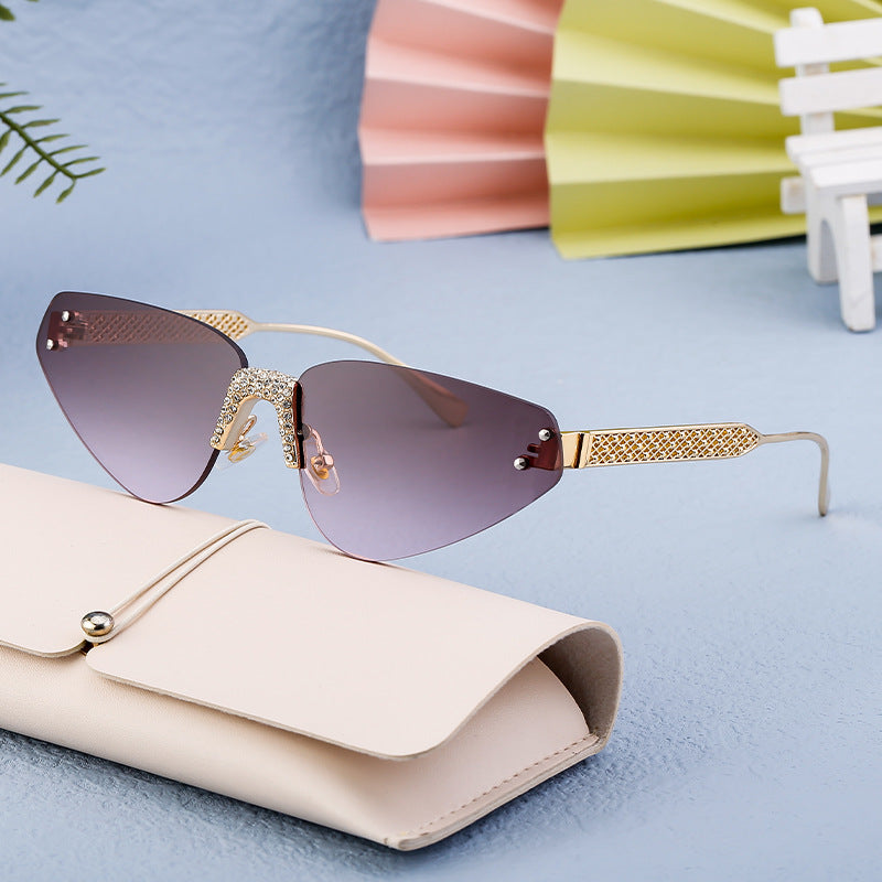 Adiffu Stylish Rimless Sunglasses With Diamonds