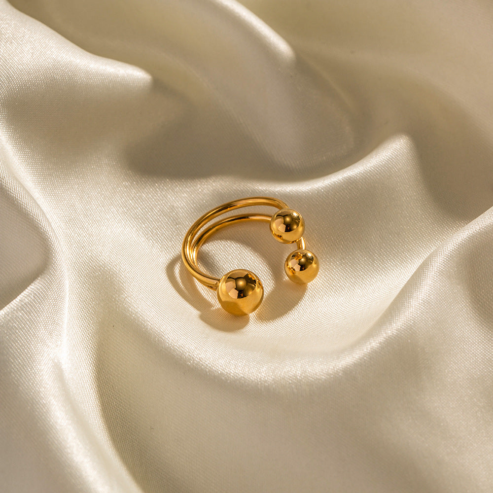 Adiffu Three-ball Gold Open Ring