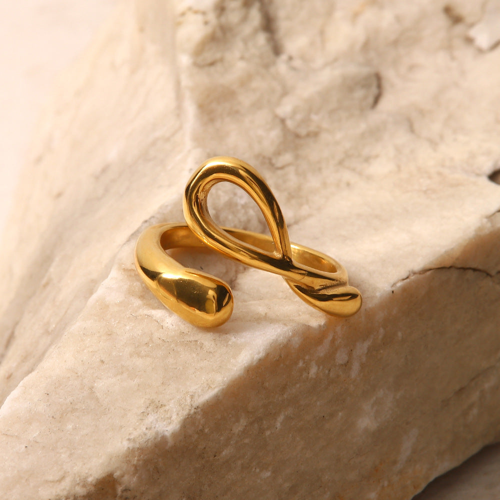 Adiffu Minimalist Crossed Geometric Opening Ring