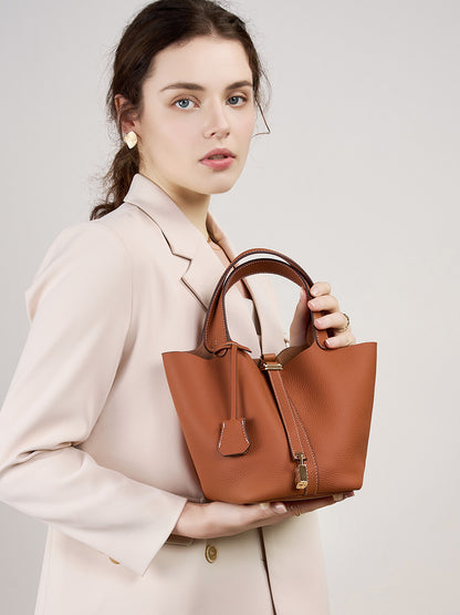 Adiffu Leather Bucket Bag Bridal Handbag
