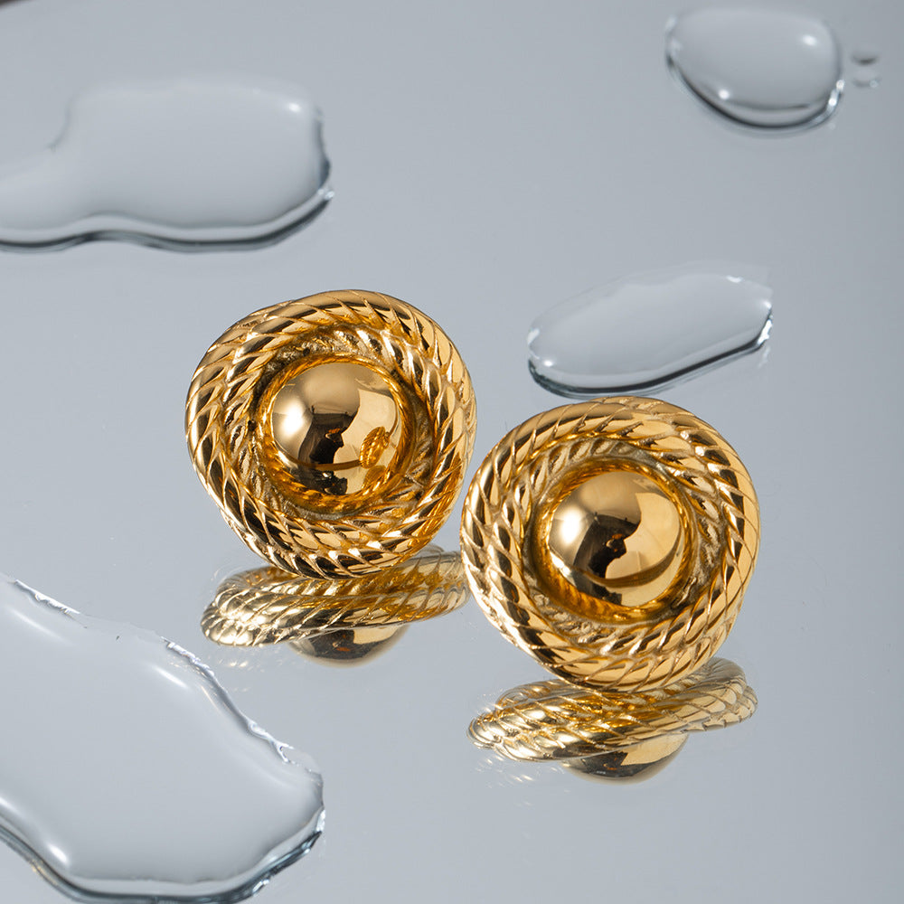 Adiffu Threaded Round Earrings