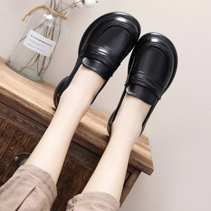 Adiffu Comfortable Round Toe Leather Loafers