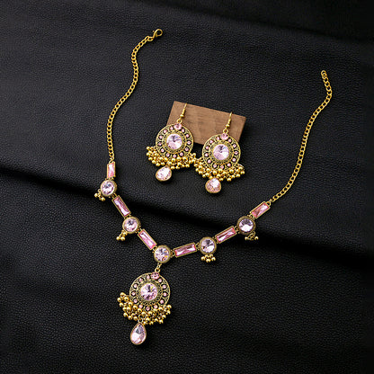 Luxury Geometric Round Earrings Square Necklace