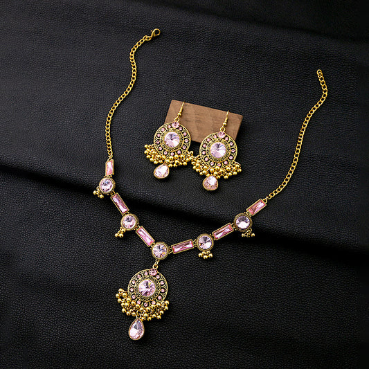 Luxury Geometric Round Earrings Square Necklace