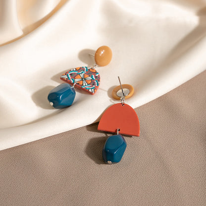 Adiffu Retro Irregular Geometric Long Earrings