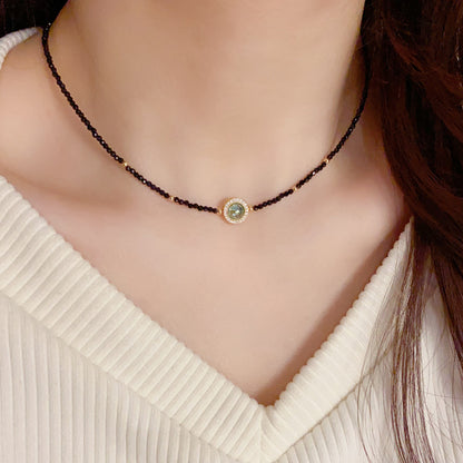 Vintage Black Crystal Zircon Necklace