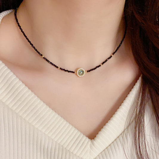 Vintage Black Crystal Zircon Necklace