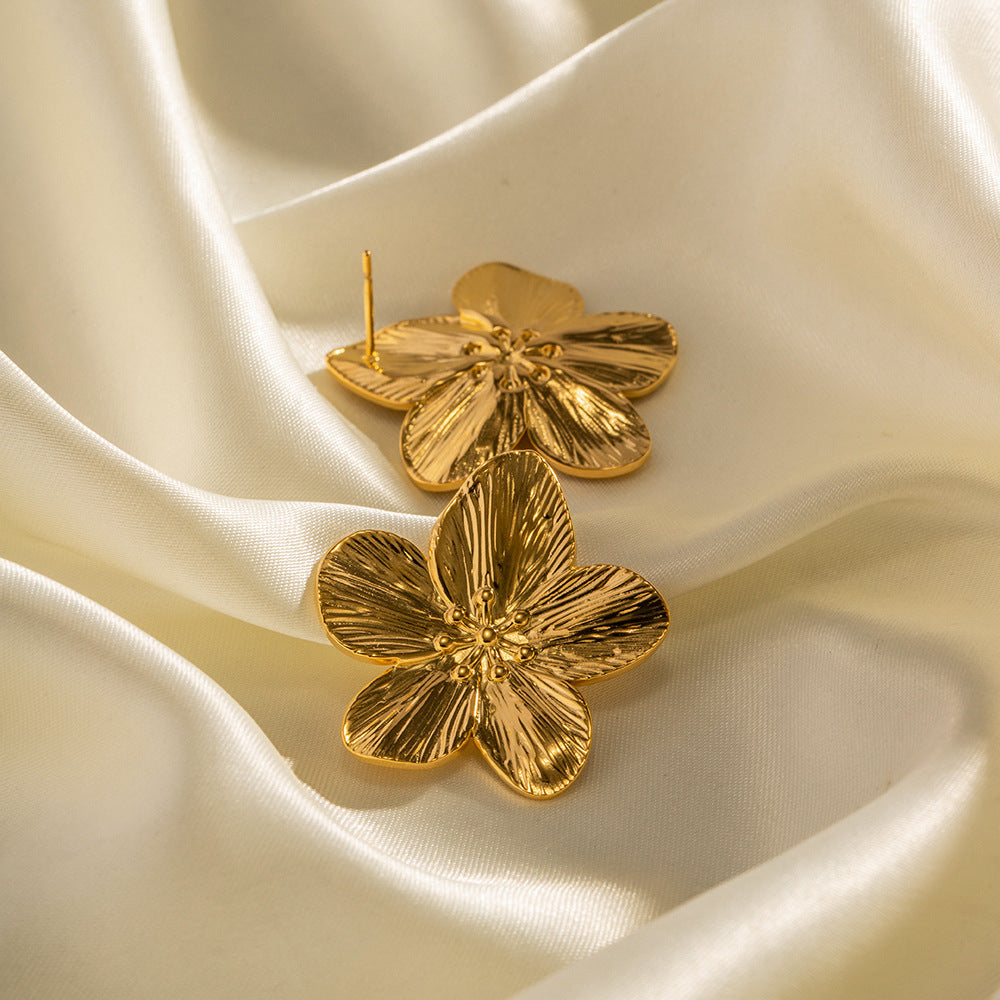 Adiffu French Vintage Gold Floral Earrings