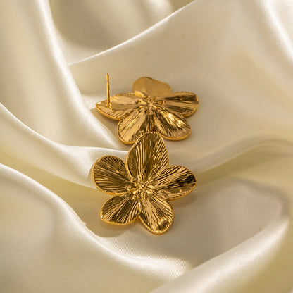 Adiffu French Vintage Gold Floral Earrings