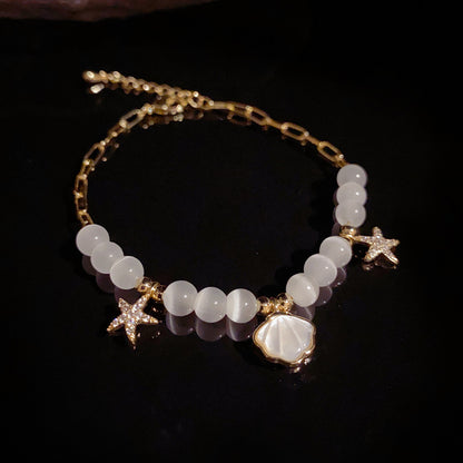 Adiffu Fresh Seashell Starfish Opal Bracelet
