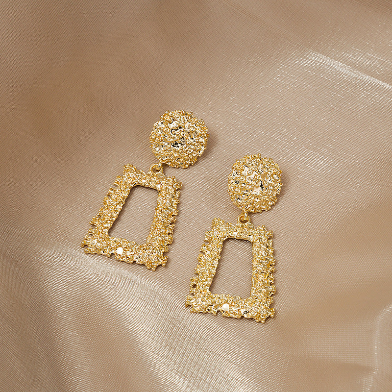 Shiny Trapezoidal Geometric Frosted Relief Earrings